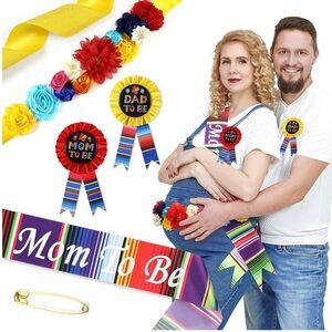 Colorful Mom To Be Sash and Badge Set